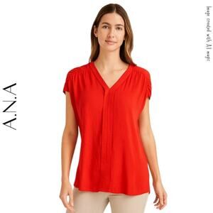 ANA Bright Orange-Red Pullover Top, L, NWT!